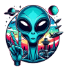 Playful Cartoon Alien: Extraterrestrial Charm