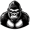 Kraftvoller Schwarz-Weiß-Gorilla