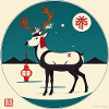 Japanese Art Style Reindeer