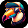 Toucan with hat and sunglasses