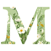 Buchstabe M, Monogramm, Blumenmuster
