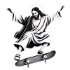 Skridskoåkaren Jesus i Banksy-stil