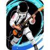 Astronaut playing electric guitar