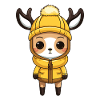 Deer Winter Comic Illustration