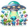 Aliens Marveling at a UFO