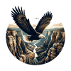 Eagle soars over canyon