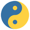 Yin and Yang Symbol in Blue & Yellow Python Coder