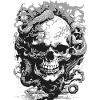 detailed skull with octopus