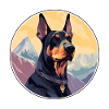 Dobermann Hunderasse Cartoon Kawaii Aquarell