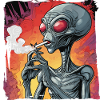 Alien smokes joint