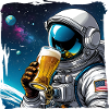 Astronaut drinking beer
