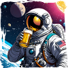 Astronaut drinking beer in space