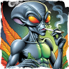 Alien smokes joint