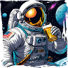 Astronaut drinking beer in space