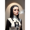 Modern Smoking Cyberpunk Nun