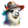 Lama mit Hut