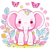 Cute Elephant Baby in Pink