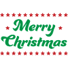 Merry Christmas Stars Green Red