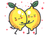 Cute Lemon Couple Hugging Lemon Fruit Lovers
