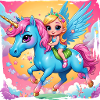 Einhorn mit Mädchen