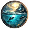 Dolphin,Gold,Water,Sea,Circle,Epic,Reflection