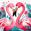 Pink flamingos in love.