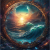 Sea,Water,Sunset,Circle,Gold