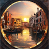 Venice, gold, sunset, reflection
