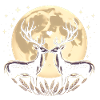 Romantische Hirsch-Vollmond-Paar-Illustration