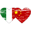Italy China Flag Heart Used