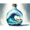 Vague monstre dans une bouteille