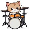 Batterie, Chat, Musicien, Batteur