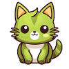 Green Kawaii Kitten