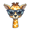 Little cute giraffe wearing sunglasses.