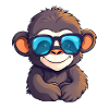 Little cute monkey wearing sunglasses.