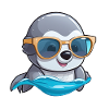 Little cute dolphin wearing sunglasses.