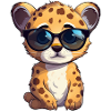 Little cute cheetah wearing sunglasses.