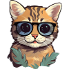 Little cute cat wearing sunglasses.