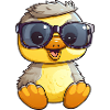 Little cute duck wearing sunglasses.