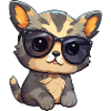 Little cute cat wearing sunglasses.