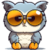 Little cute owl wearing sunglasses.