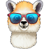 Little cute alpaca wearing sunglasses.