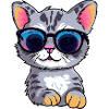Little cute cat wearing sunglasses.