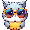 Little cute owl wearing sunglasses.