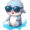 Little cute dolphin wearing sunglasses.
