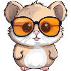 Little cute hamster wearing sunglasses.