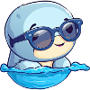 Little cute dolphin wearing sunglasses.