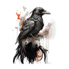 Mystic Black Raven Crow Illustration