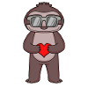 Sloth with heart and glasses