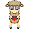 Mouton avec coeur et lunettes